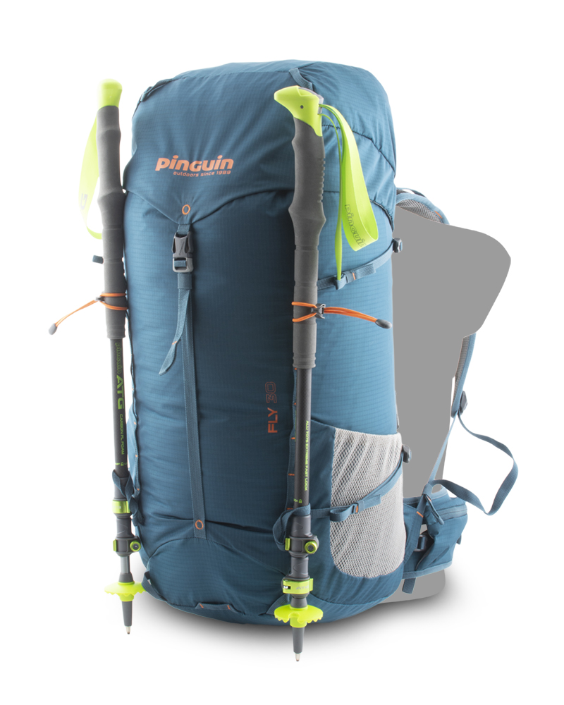 Fly 30 petrol - Elastic loops with hooks and loops on the bottom of the backpack for attaching trekking poles on the front.