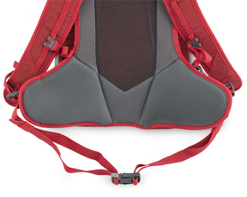 Ride 19 red - bederní popruh s centrálními křídélky pro pohodlné usazení batohu na zádech a eliminaci jeho pohybu