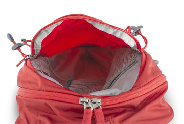 Ride 19 red - prostorná čelní zipová kapsa s vnitřní síťovanou zipovou kapsou na cennosti s karabinkou na klíče