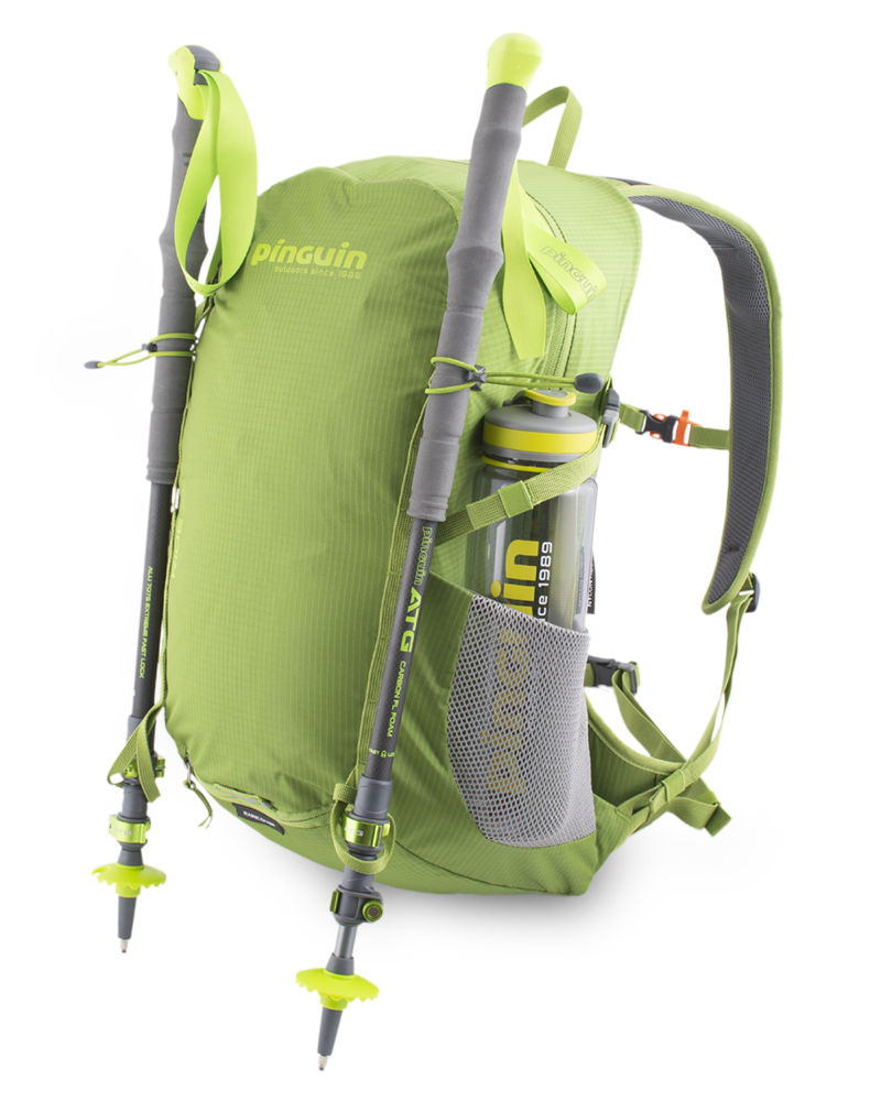 Ride 25 green - Elastic loops with hooks and loops at the bottom of the backpack for attaching telescopic poles.