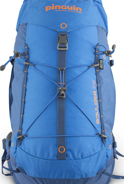 Boulder 38 blue - pár vertikálních řetízků na čele batohu s možností připevnění dodatečného vybavení. Odnímatelná pruženka na čele batohu pro snadné připevnění lehce přístupného vybavení (větrovka atd.)